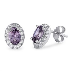 Amethyst Earrings with clear CZs